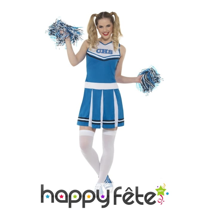 Déguisement bleu de pom pom girl américaine
