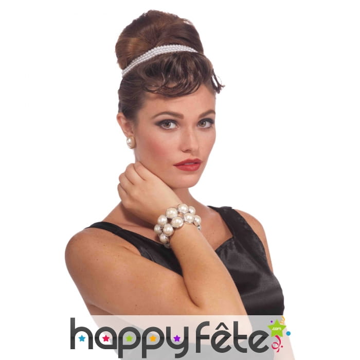 Double bracelet de grosses perles blanches