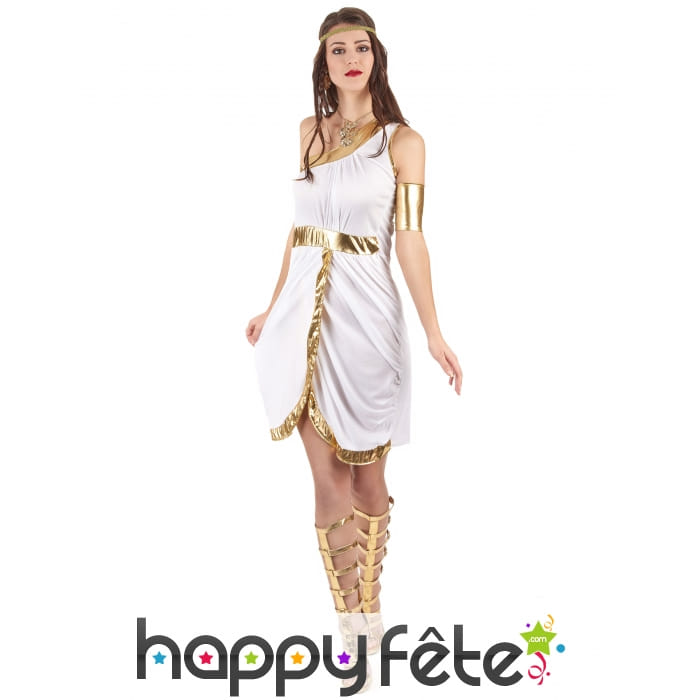 Déguisement blanc et doré de déesse Grecque
