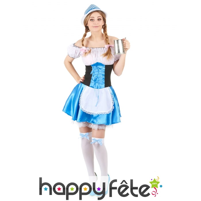 Déguisement bleu et blanc de serveuse bavaroise