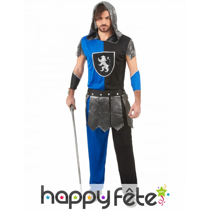 Déguisement bleu et noir de chevalier pour homme