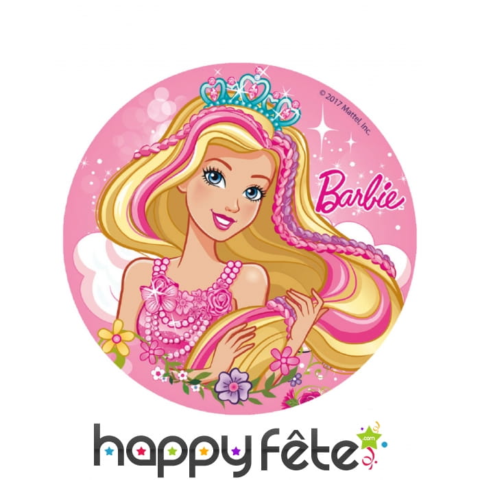 Disque Barbie en sucre de 16cm