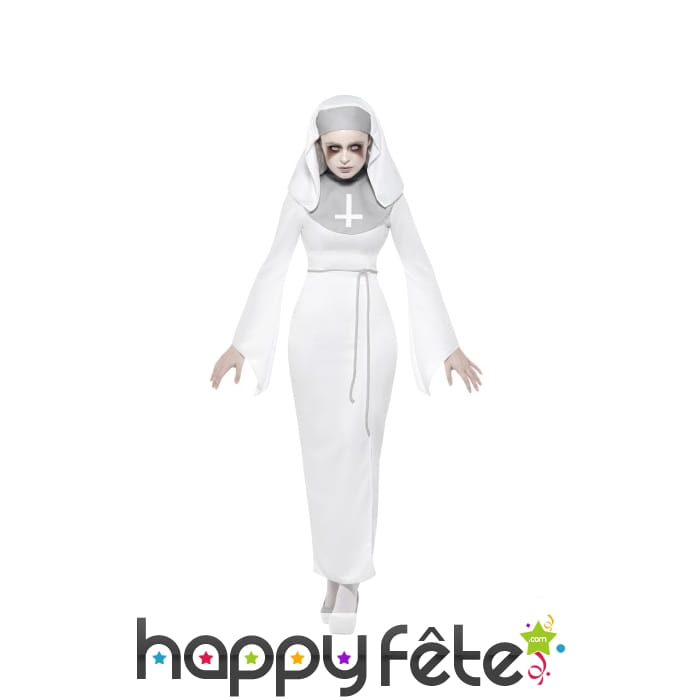 Déguisement blanc moulant de nonne d'asile