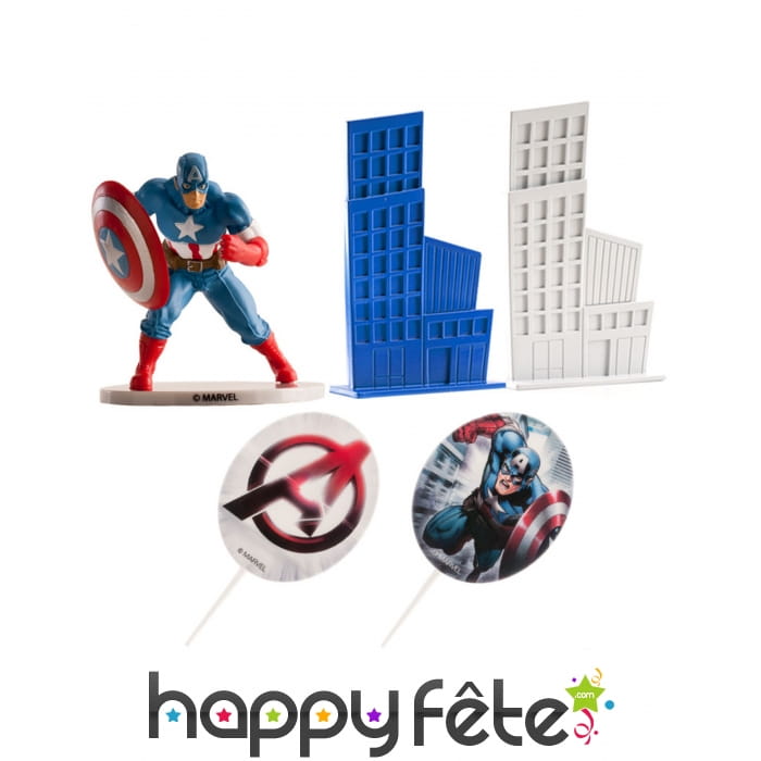 Décorations Captain America pour gâteau, 8 cm