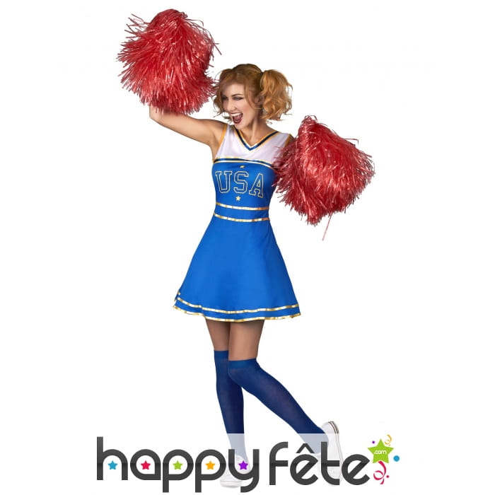 Déguisement cintré bleu de pompom girl