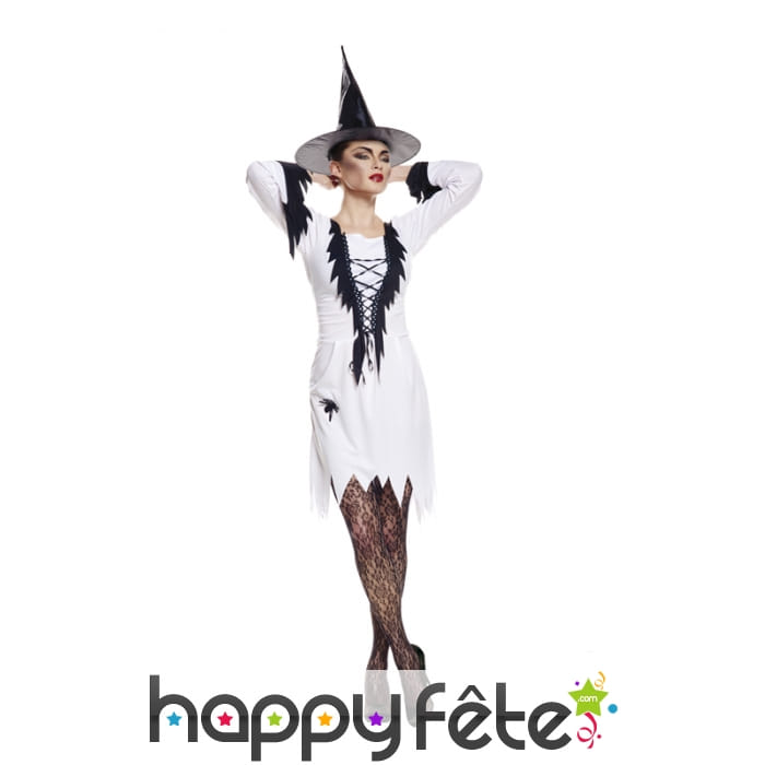 Déguisement court de sorcière blanche