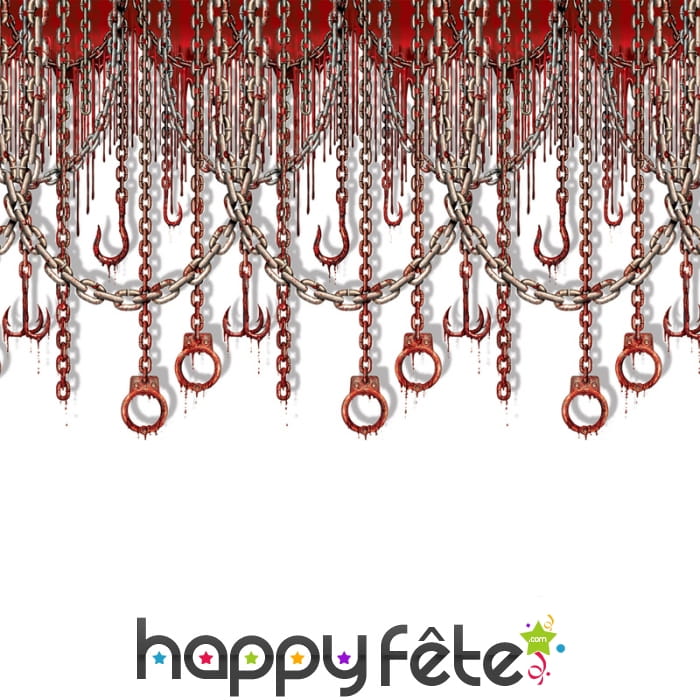 Décoration chaine et crochets ensanglantés murale