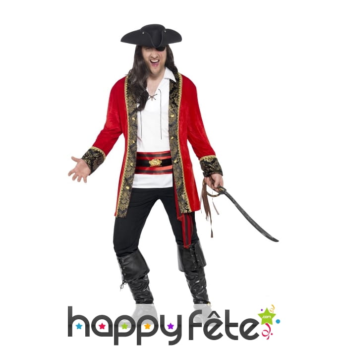 Déguisement capitaine pirate rouge grande taille