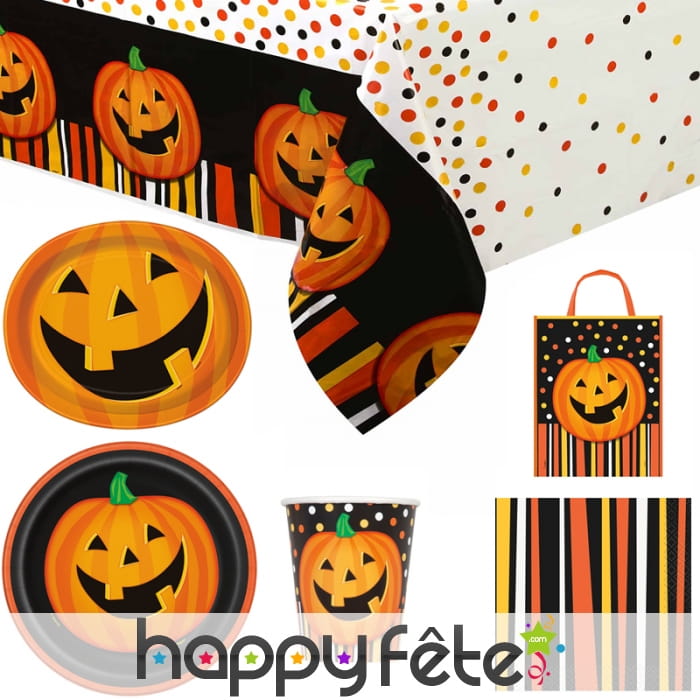 Décos citrouille souriante pour table de Halloween