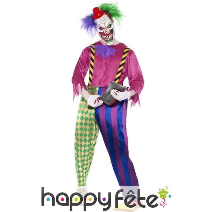 Déguisement clown tueur coloré