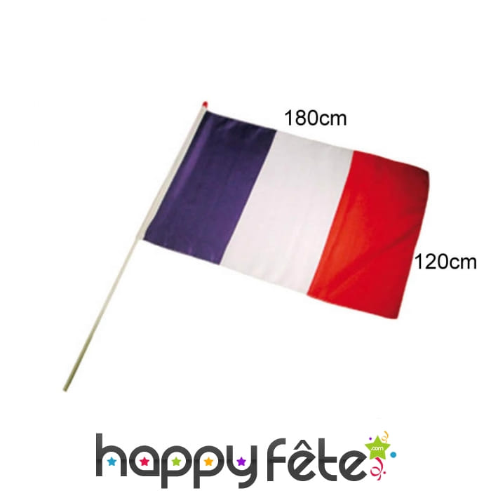 Drapeau de 120x180cm monté sur hampe en bois