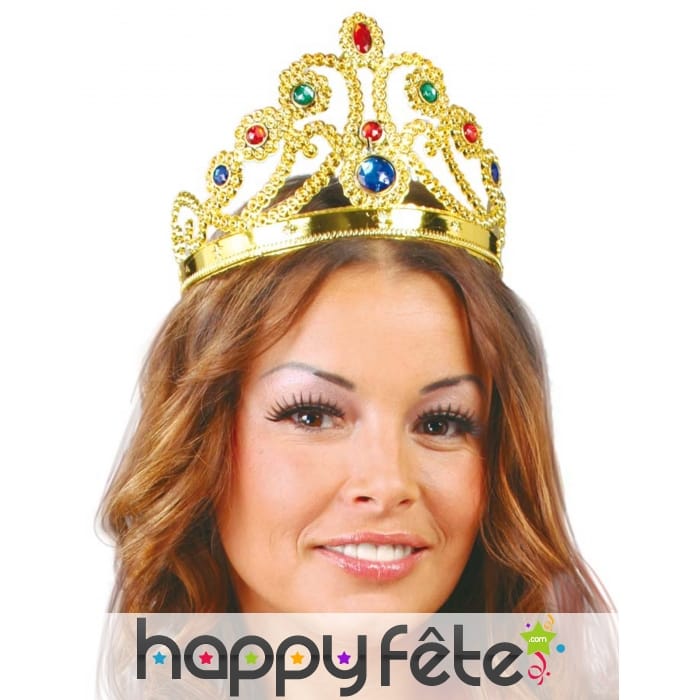 Diadème doré avec fausses pierres, pour femme