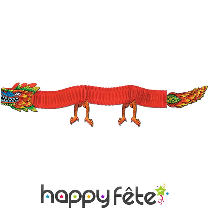 Dragon décoratif avec corps en papier crépon 180cm