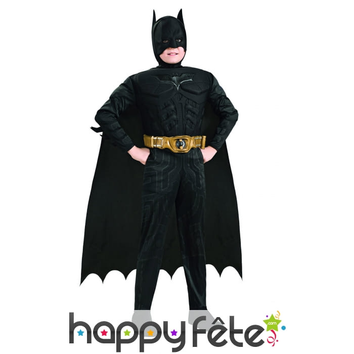 Déguisement de batman avec ceinture dorée, enfant