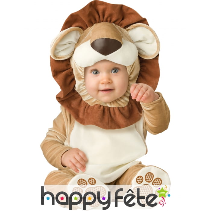 Déguisement de bébé lion avec cagoule