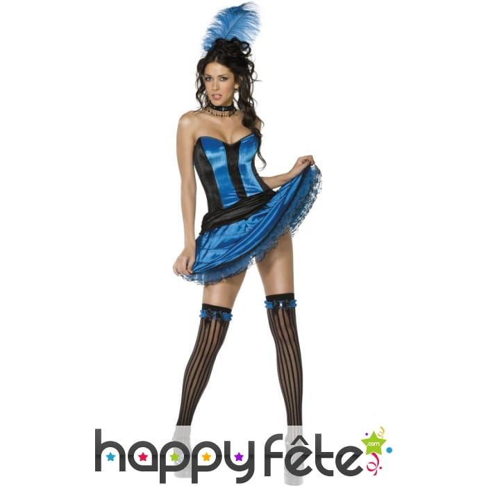 Déguisement danseuse cancan bleue