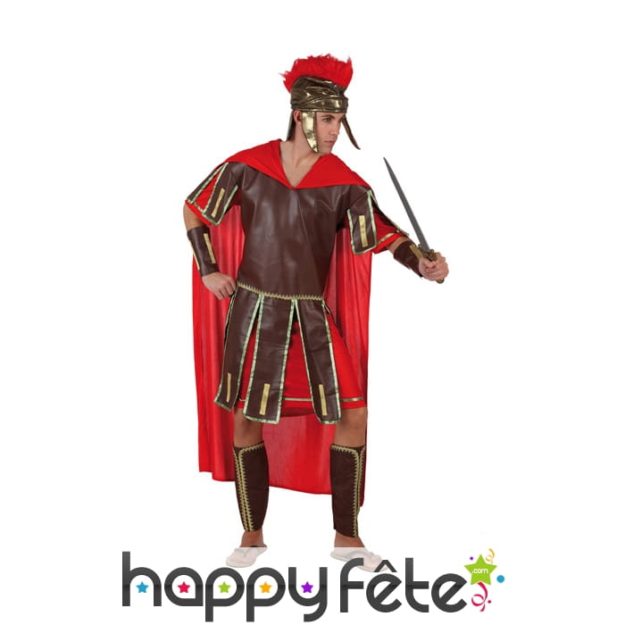 Déguisement de centurion romain avec cape rouge
