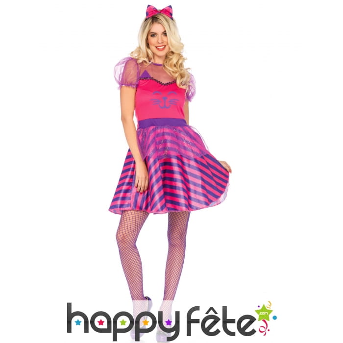 Déguisement de chat rose Miss Cheshire adulte