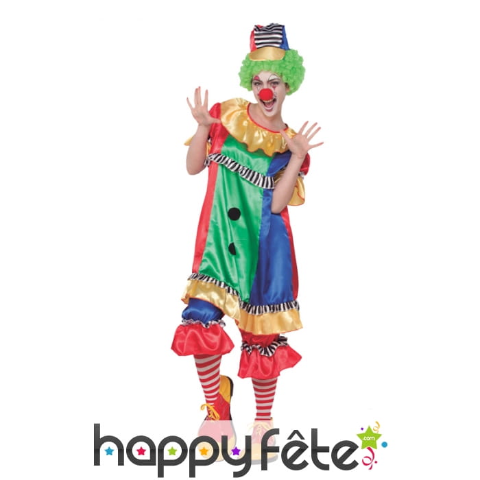 Déguisement de clown multicolore pour femme