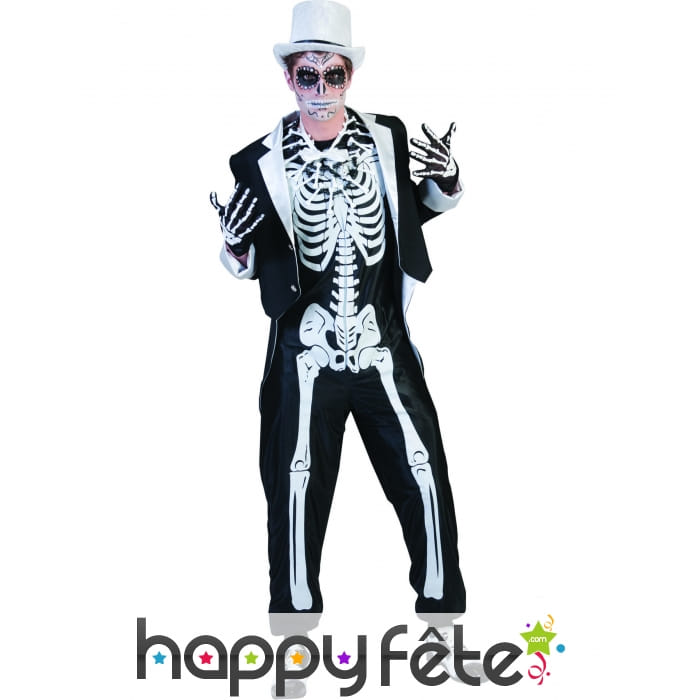 Déguisement de costume squelette pour homme