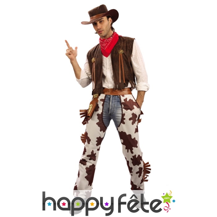 Déguisement de cowboy chaps vachette pour homme