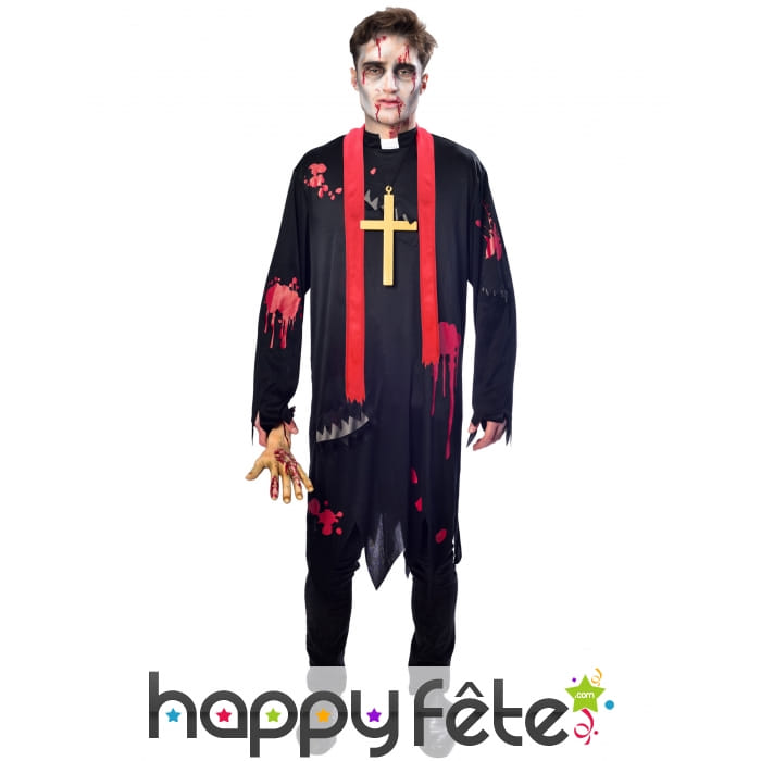 Déguisement de curé zombie