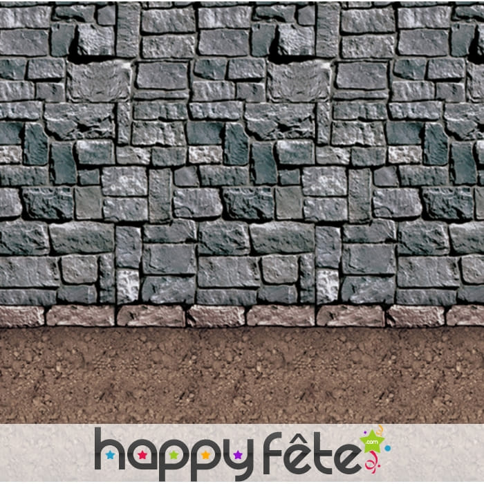 Décor de donjon pierres et sol terre battue