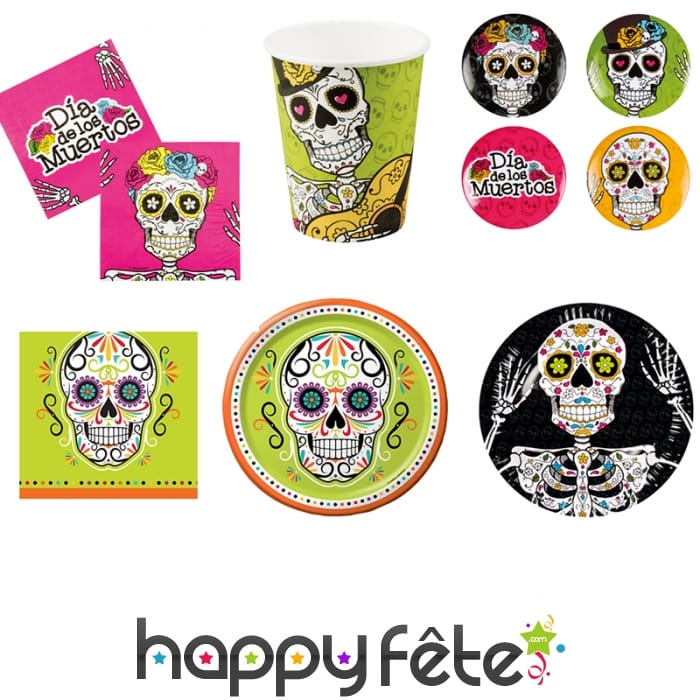 Décos Dia de los muertos pour table de Halloween