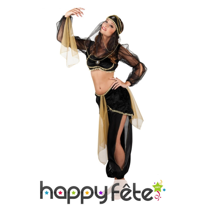 Déguisement danseuse du ventre noir et doré