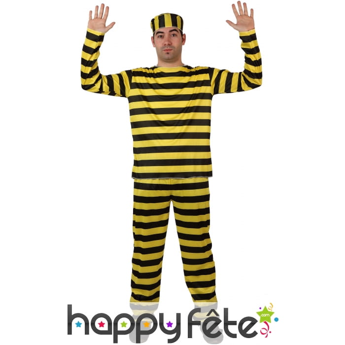 Déguisement de Dalton rayé jaune et noir, adulte