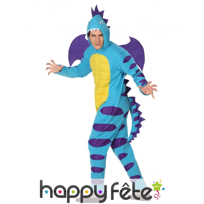 Déguisement de dragon bleu violet pour homme