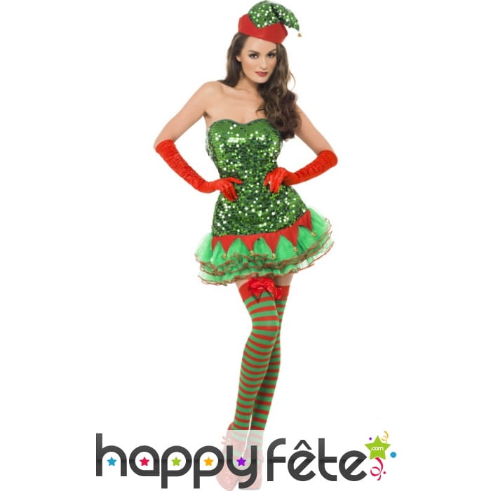 Deguisement d'elf à paillette pour femme