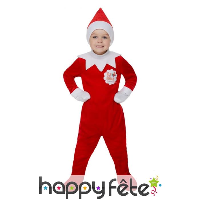 Déguisement d'elf de Noel rouge pour enfant