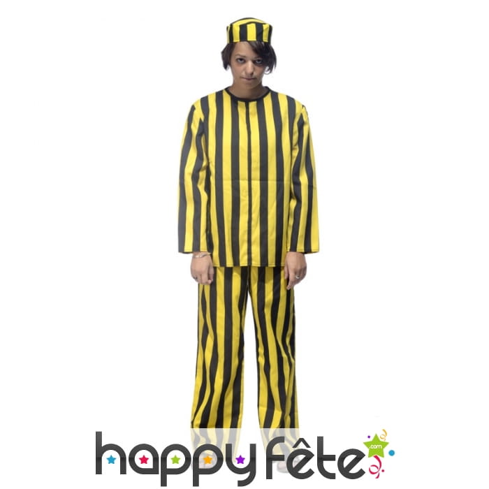 Déguisement d'enfant prisonnier à rayures jaunes