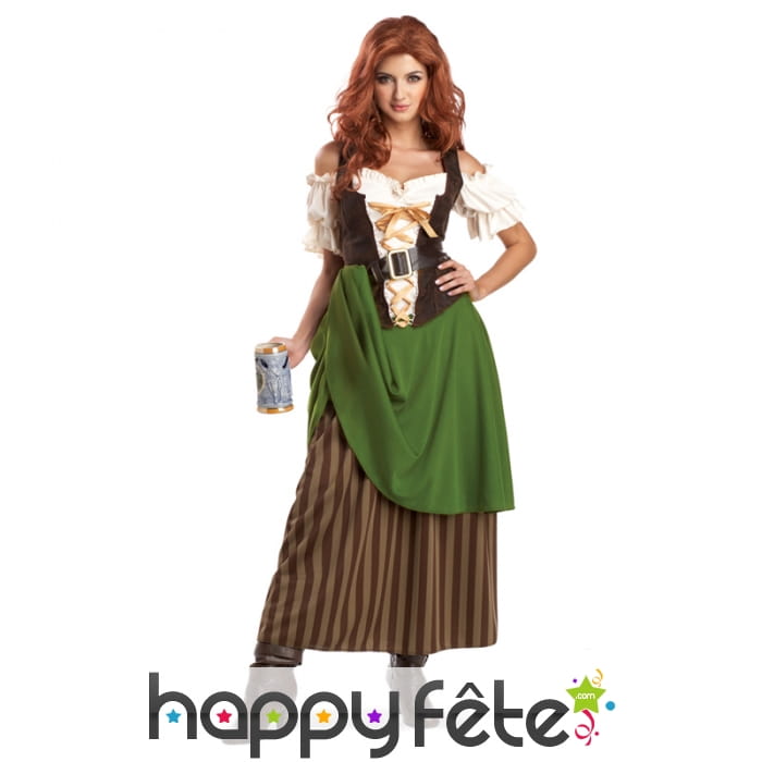 D&eacute;guisement de femme aubergiste marron vert