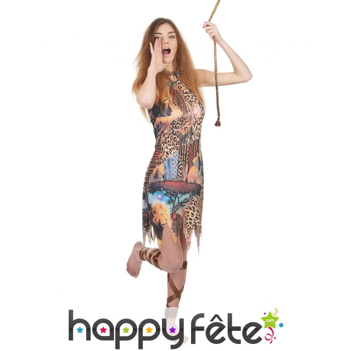 Déguisement de femme sauvage motifs jungle