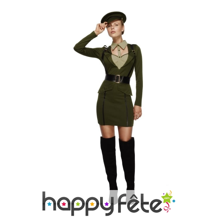 Déguisement de femme soldat sexy vert