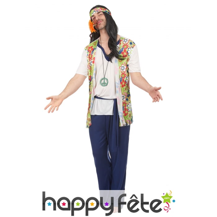 Déguisement de hippie avec pantalon bleu