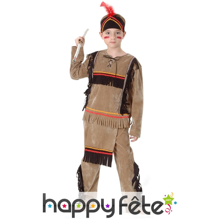 Déguisement d'indien marron à franges pour enfant