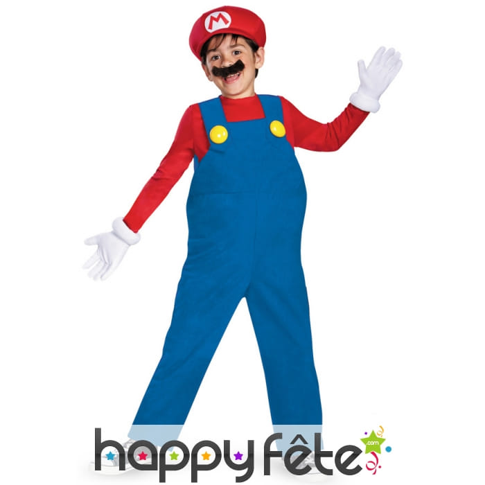 Déguisement de Mario pour garçon, modèle prestige