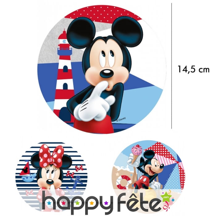 Disque de Minnie ou Mickey de14,5 cm en azyme