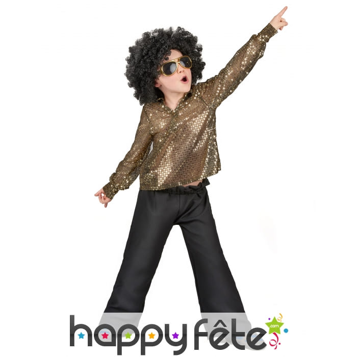 Déguisement disco noir et doré pour enfant