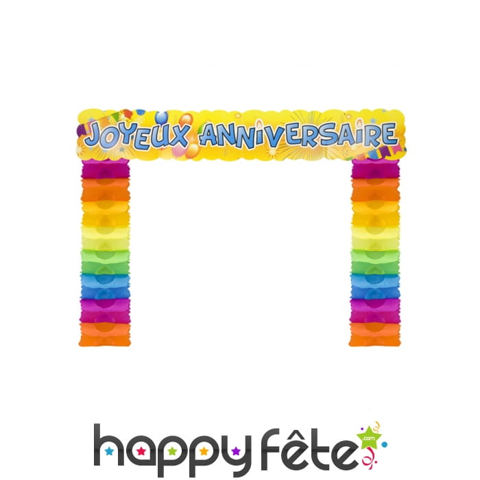 Déco de porte Joyeux anniversaire coloré, 2,5m