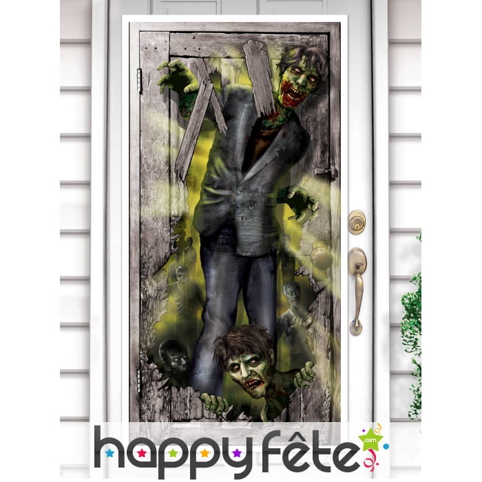 Décoration de porte Zombie effet lumineux