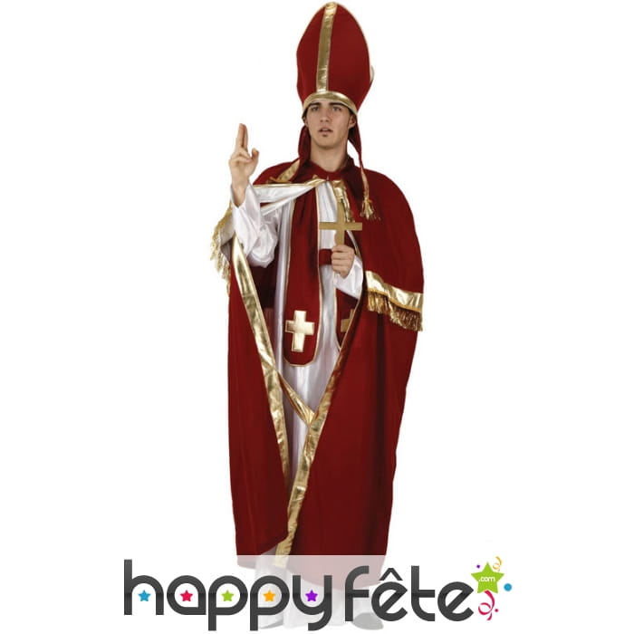 Déguisement de pape avec cape rouge