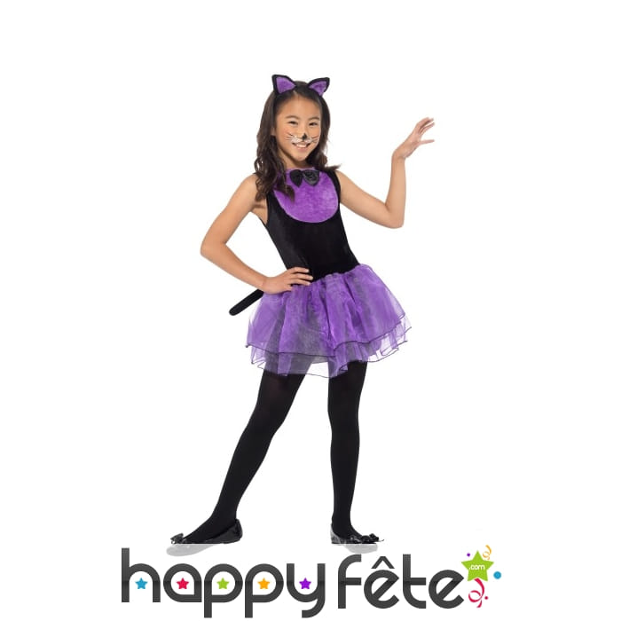 Déguisement de petit chat avec tutu violet