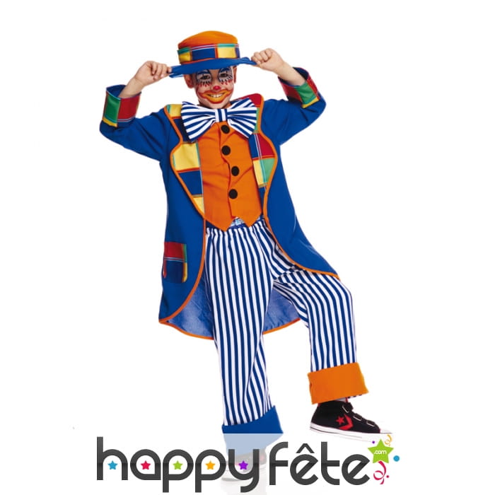 Déguisement de petit clown bleu patchwork