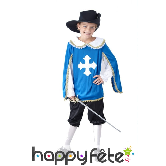 Déguisement de petit mousquetaire bleu