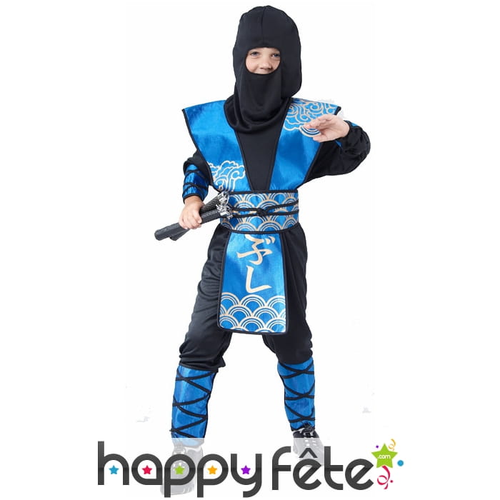 Déguisement de petit ninja bleu et noir