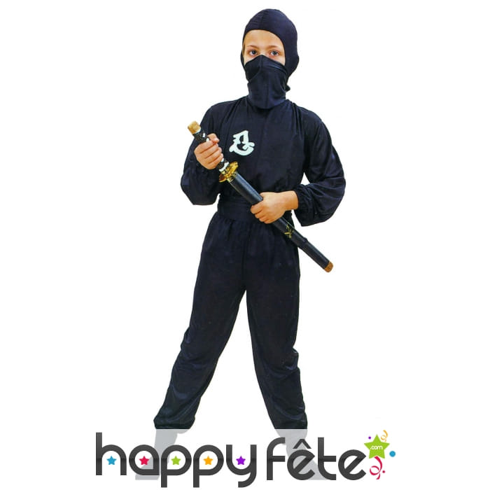 Déguisement de petit ninja noir uni